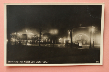 Ansichtskarte AK Hamburg 1928 bei Nacht Millernthor Auto Lichter Architektur Ortsansicht